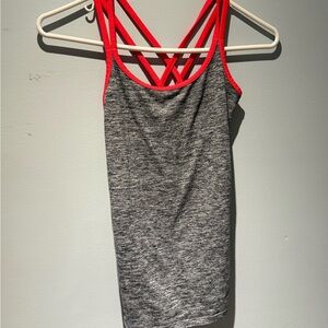 Aerie Gray Tank Top with Red Straps